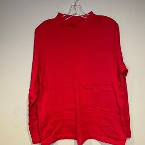 Christopher & Banks Red Mock Neck Long Sleeve Shirt Size XL Holiday Christmas
